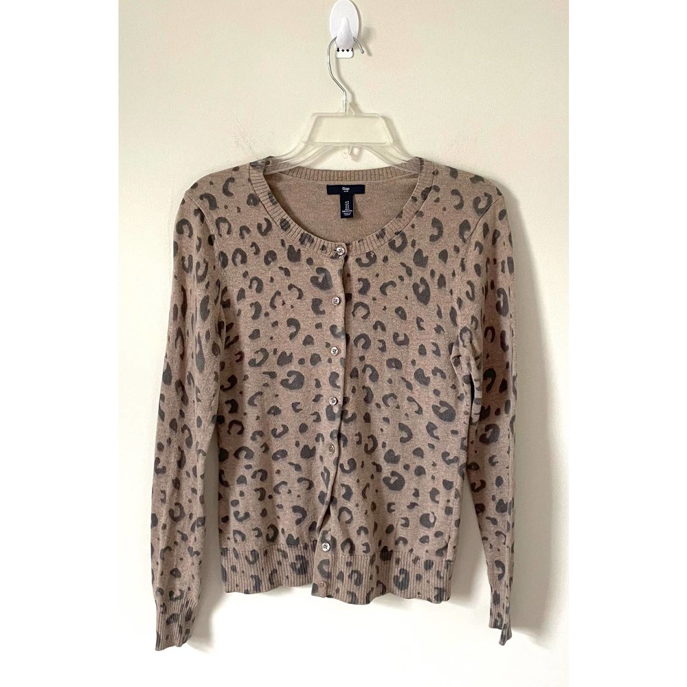 GAP Leopard Print Cardigan - Tan and Black